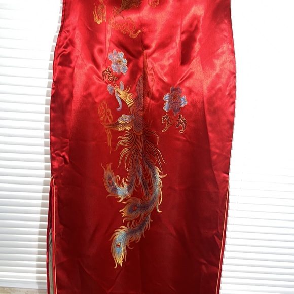 Yan’s Collection Red and Gold Phoenix and Falcon Chinese Dress.  Like new. - Picture 3 of 14